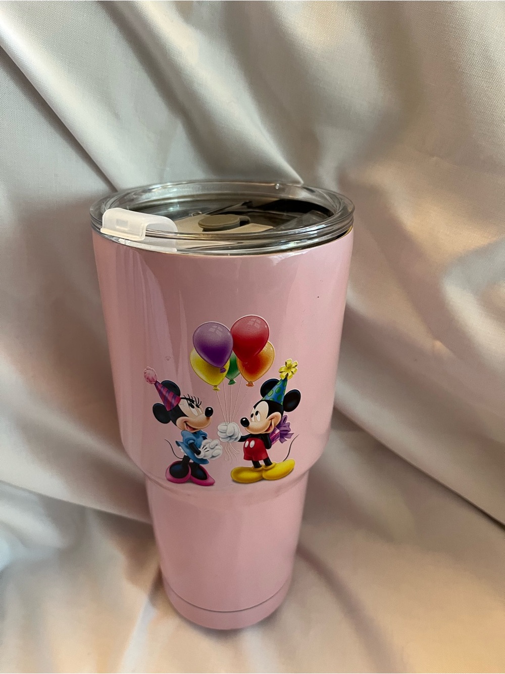 Mickey& Minnie Mouse 32 ounce stainless steel insulated cup clear, cover, unused